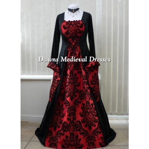 Medieval Gothic black and bold red dress